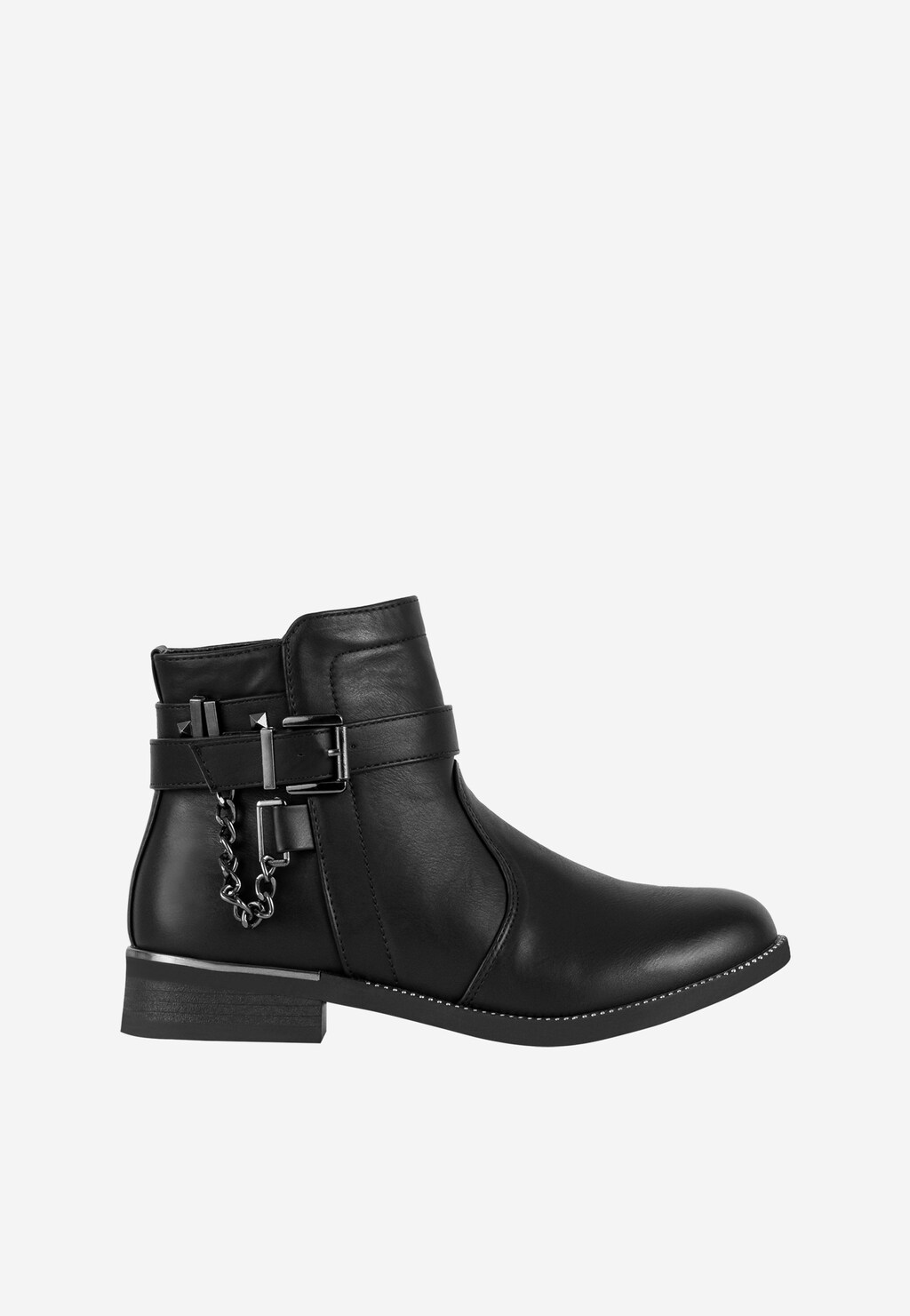 WJS czarne botki damskie z ćwiekami i łańcuchem WJS46038-51 Widok 1