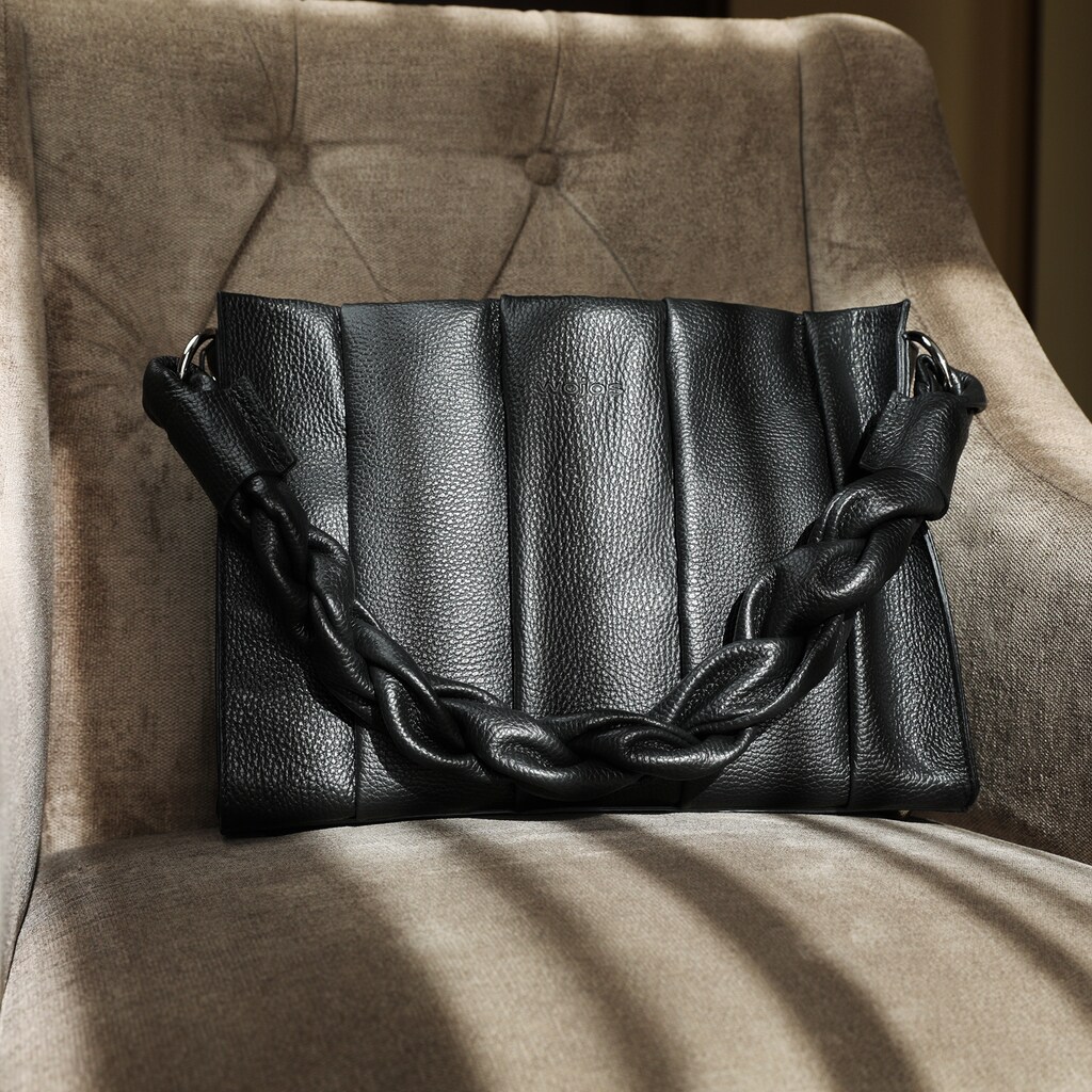 Duża czarna torebka damska z przeplatanymi rączkami 80229-51 Widok 7