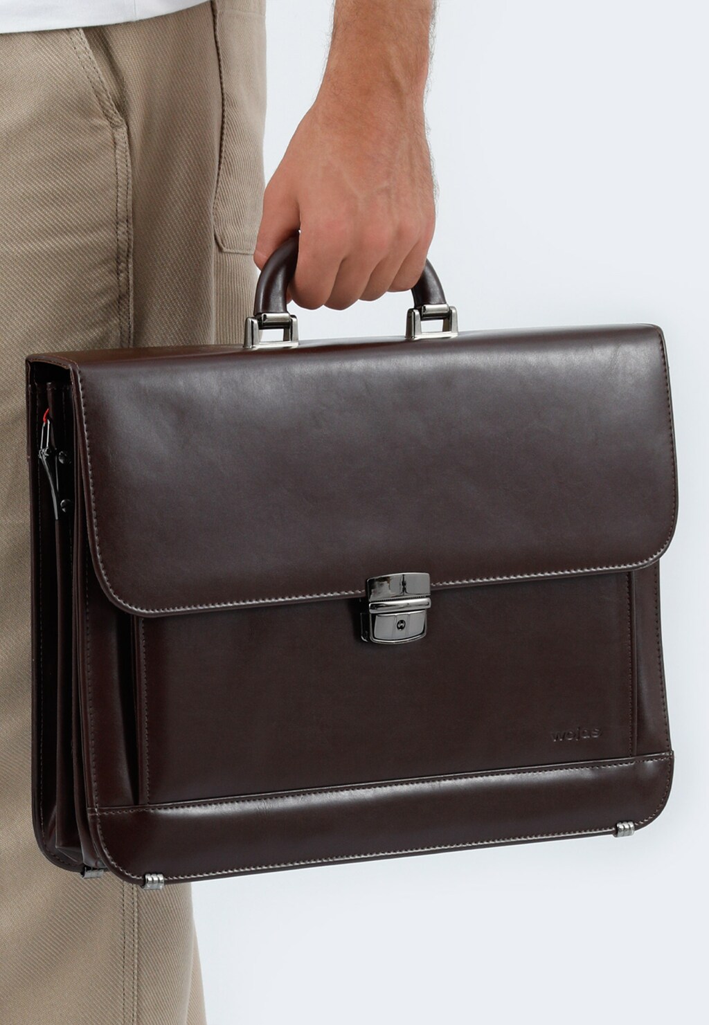 Klasická pánská aktovka se na klíč v tmavě hnědé barvě  90006-52 Widok 1