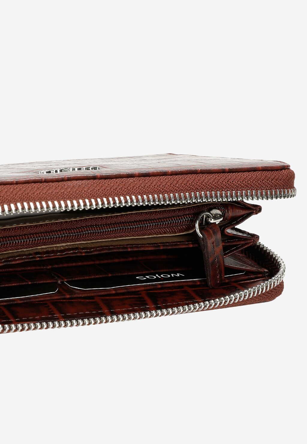 Bordowy portfel damski z imitacji skóry krokodyla 91019-55 Widok 5