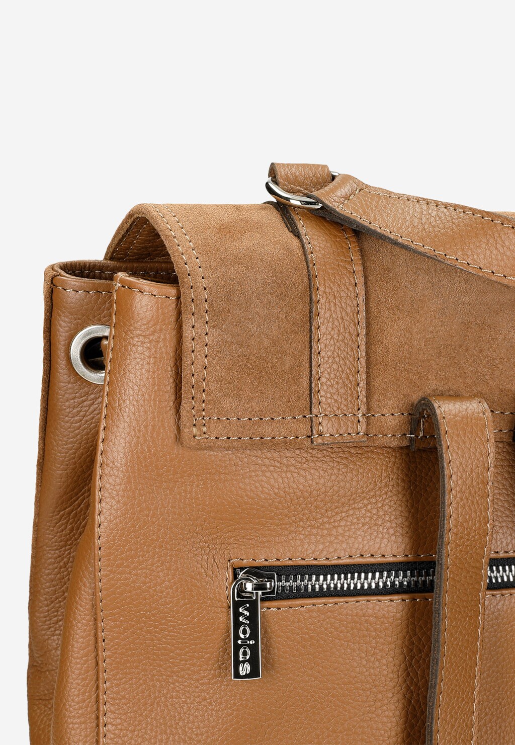 Jasnobrązowy plecak damski z łączonych skór 80231-73 Widok 6