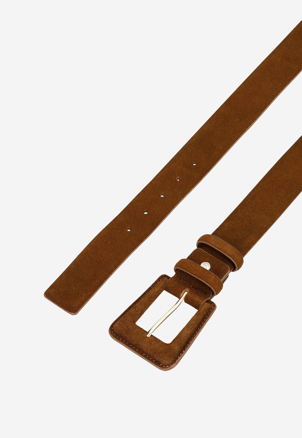 Skórzany pasek damski z dwoiny welurowej w kolorze jasnego brązu 93054-63 Widok 5