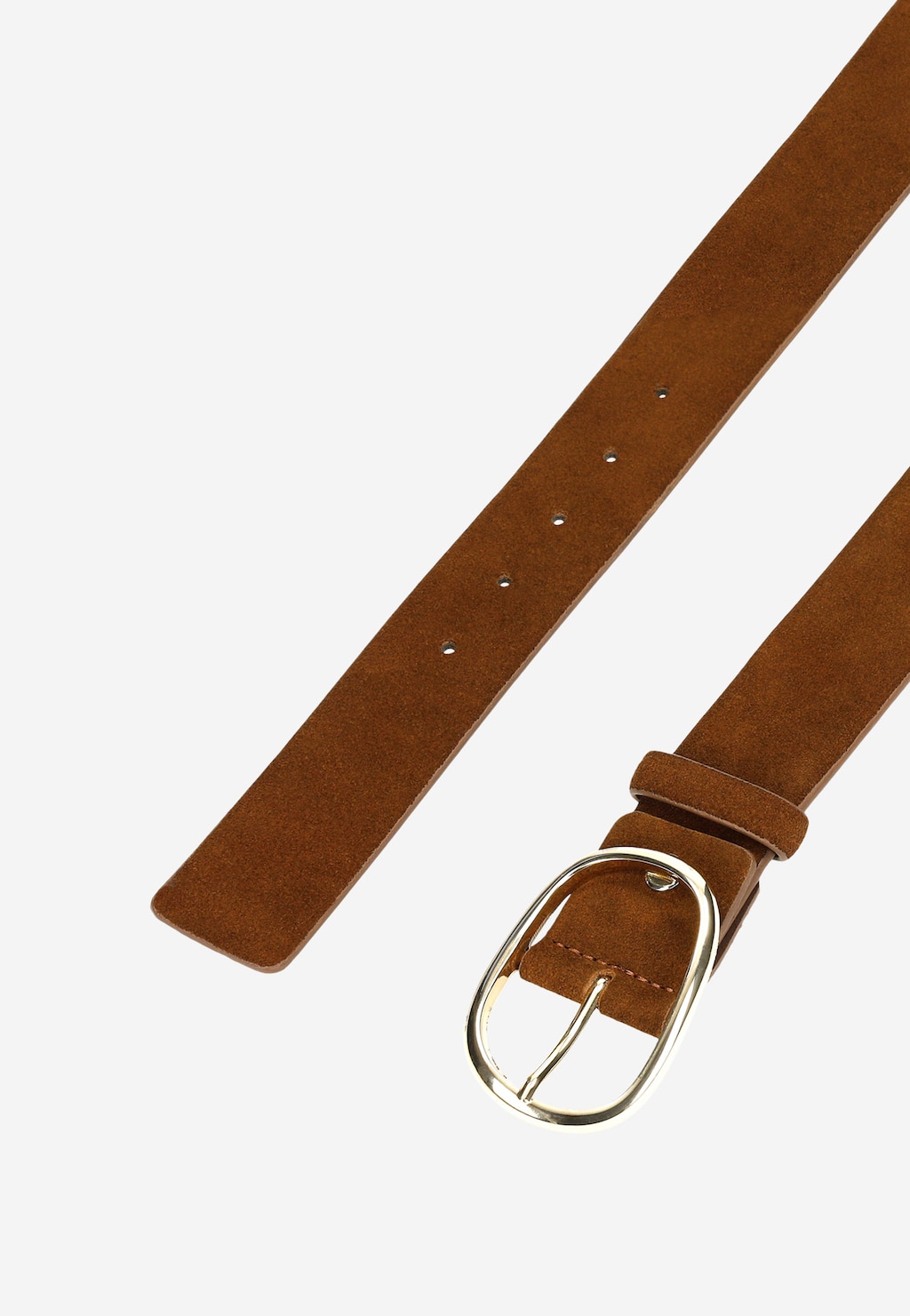 Minimalistyczny jasnobrązowy pasek damski ze złotą klamrą 93055-63 Widok 5