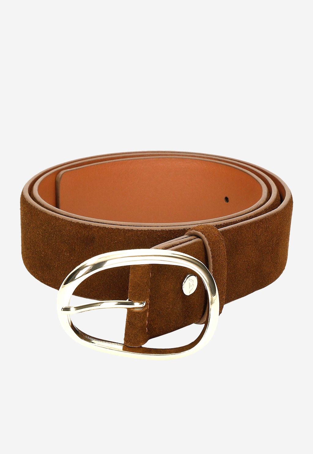 Minimalistyczny jasnobrązowy pasek damski ze złotą klamrą 93055-63 Widok 6