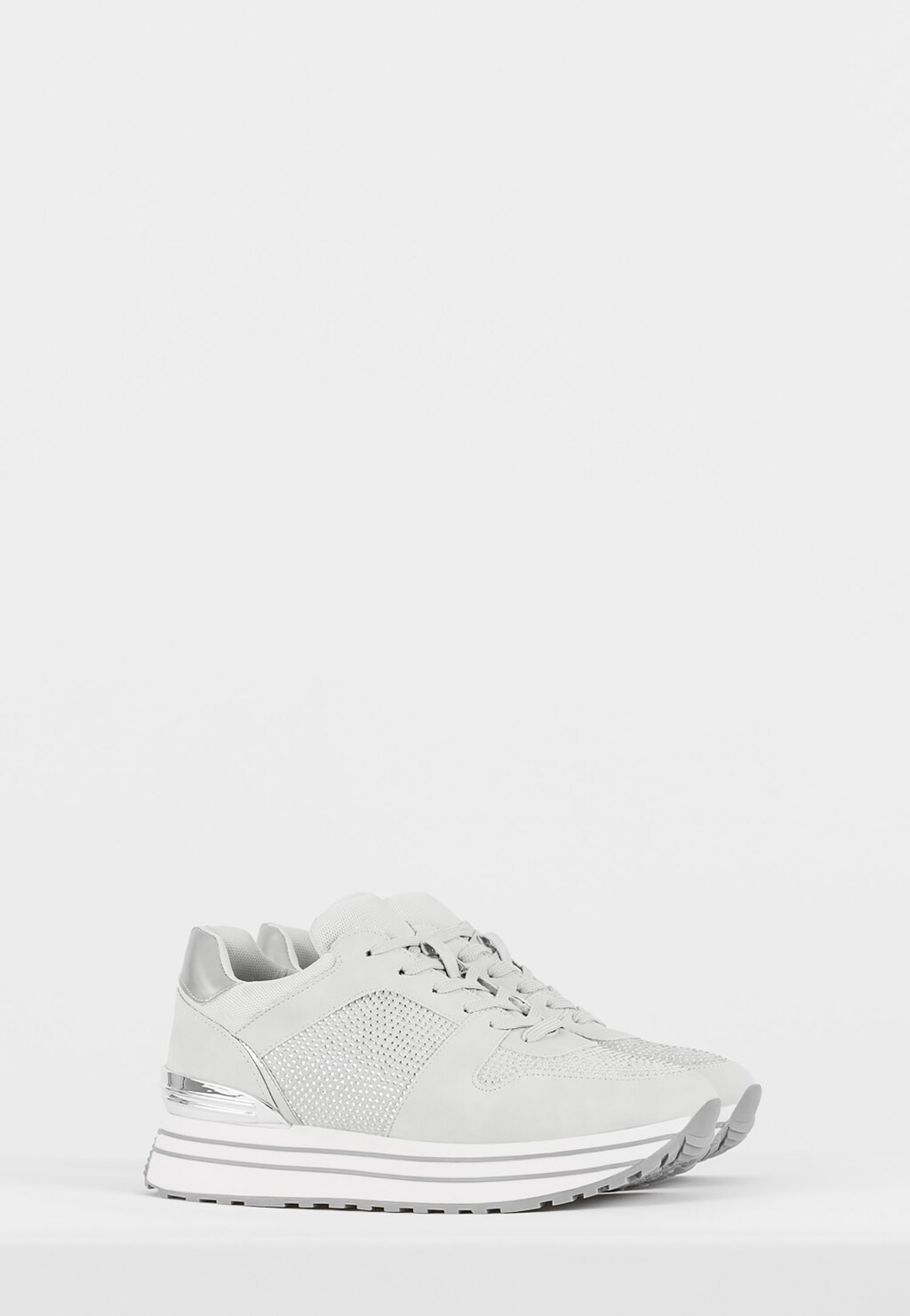 WJS szare sneakersy damskie ze srebrnymi wstawkami WJS64055-89 Widok 2