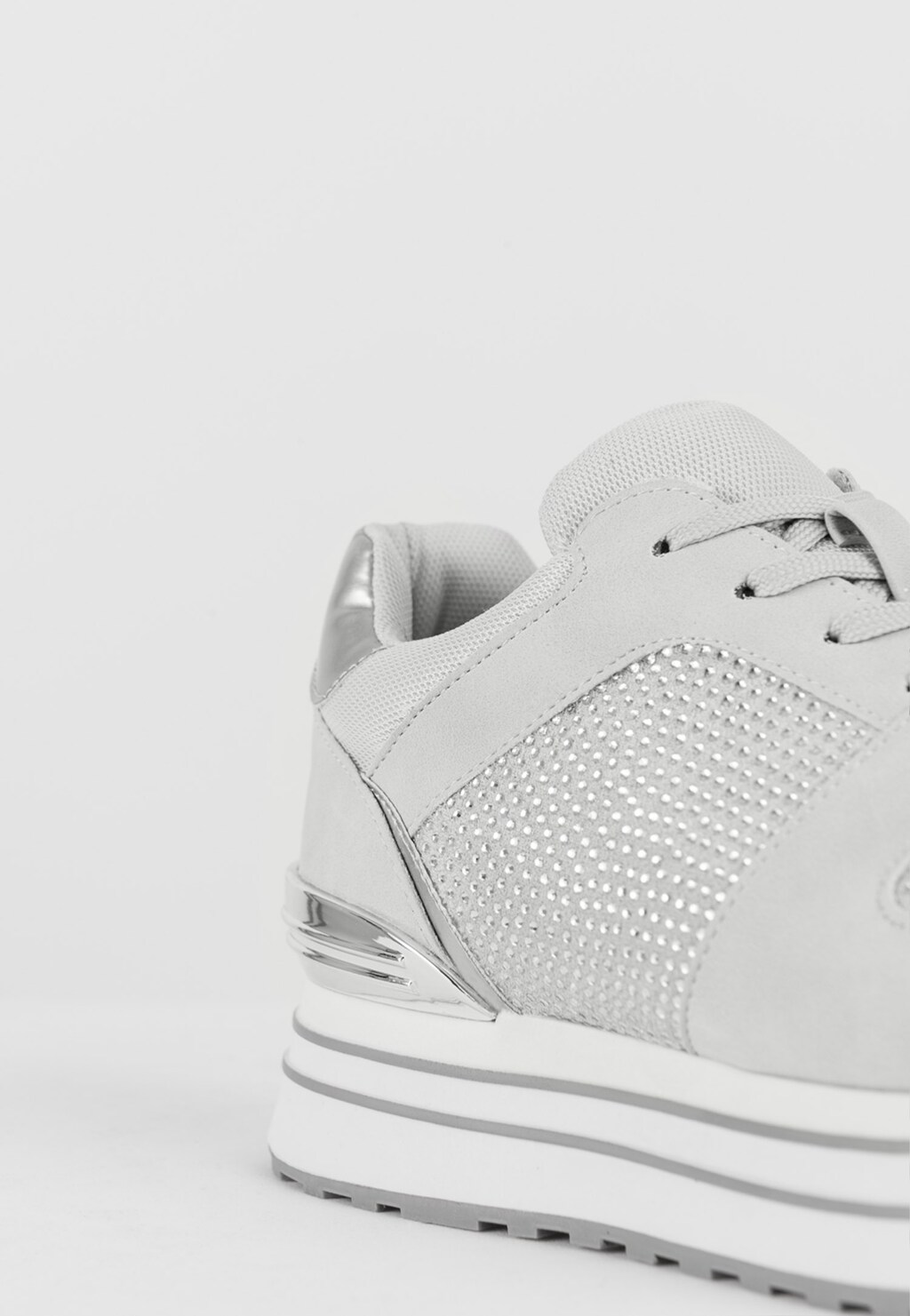 WJS szare sneakersy damskie ze srebrnymi wstawkami WJS64055-89 Widok 3