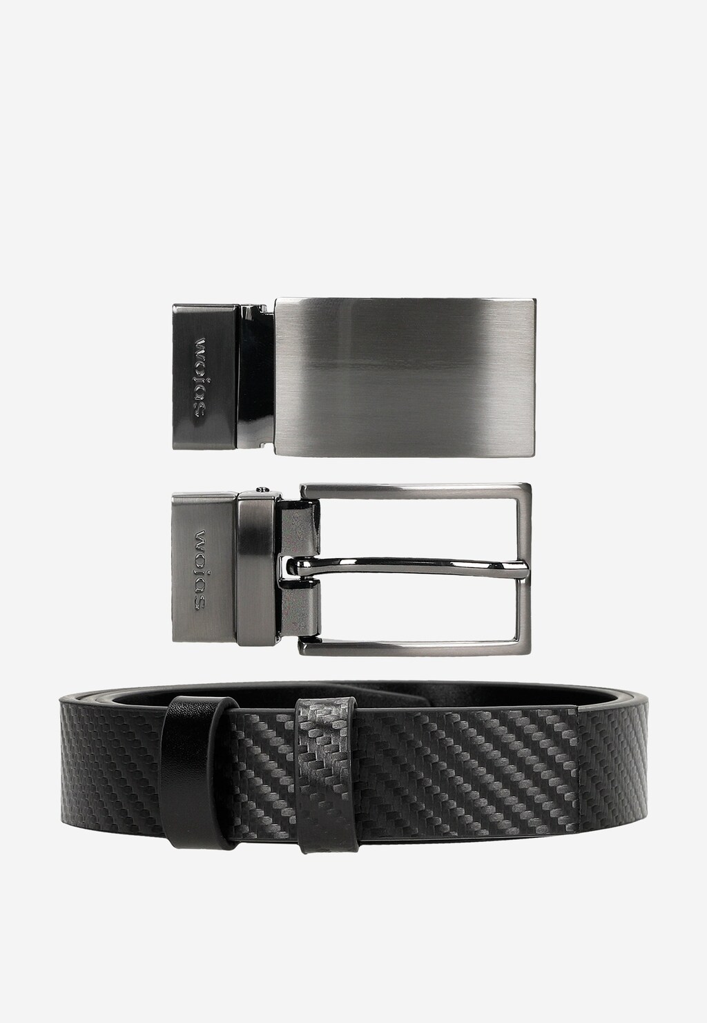 Elegancki zestaw prezentowy - czarny pasek z dwiema wymiennymi klamrami 95902-51 Widok 2