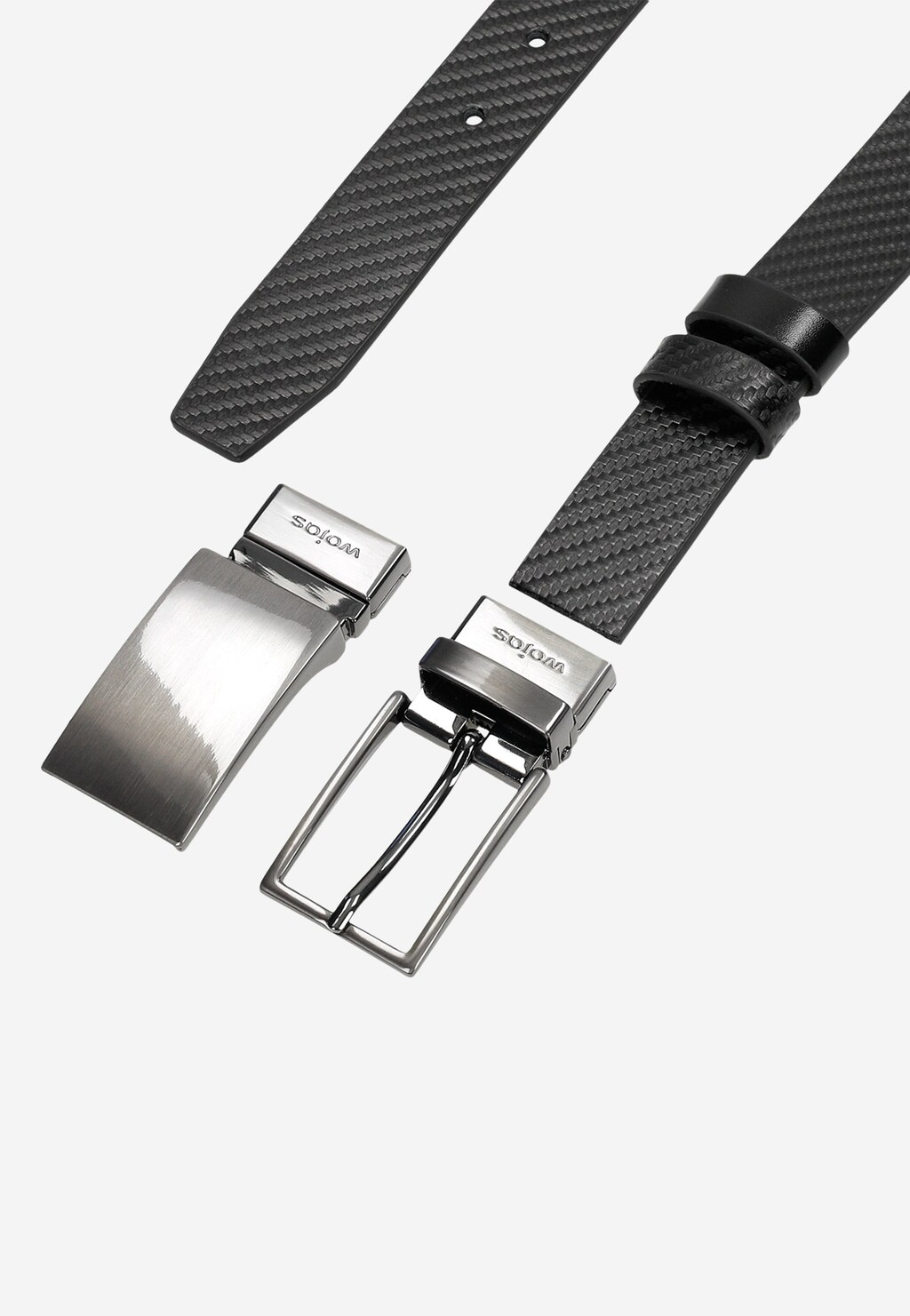 Elegancki zestaw prezentowy - czarny pasek z dwiema wymiennymi klamrami 95902-51 Widok 3