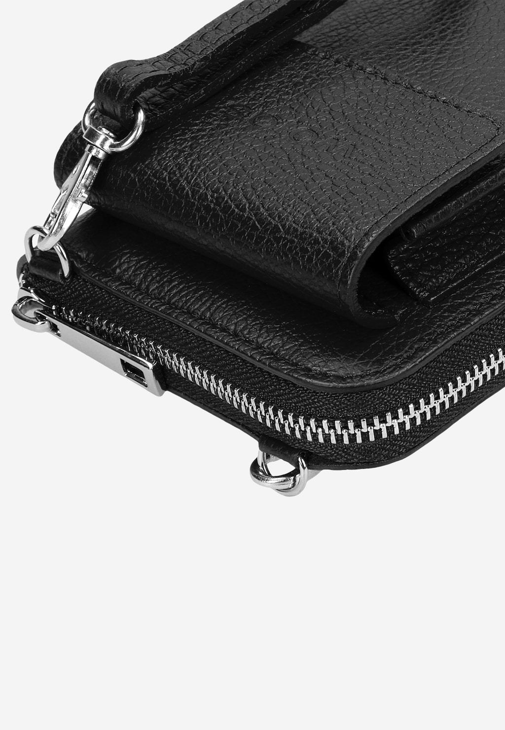 Skórzany portfel 2w1 w kolorze czarnym z etui na telefon 80168-51 Widok 1