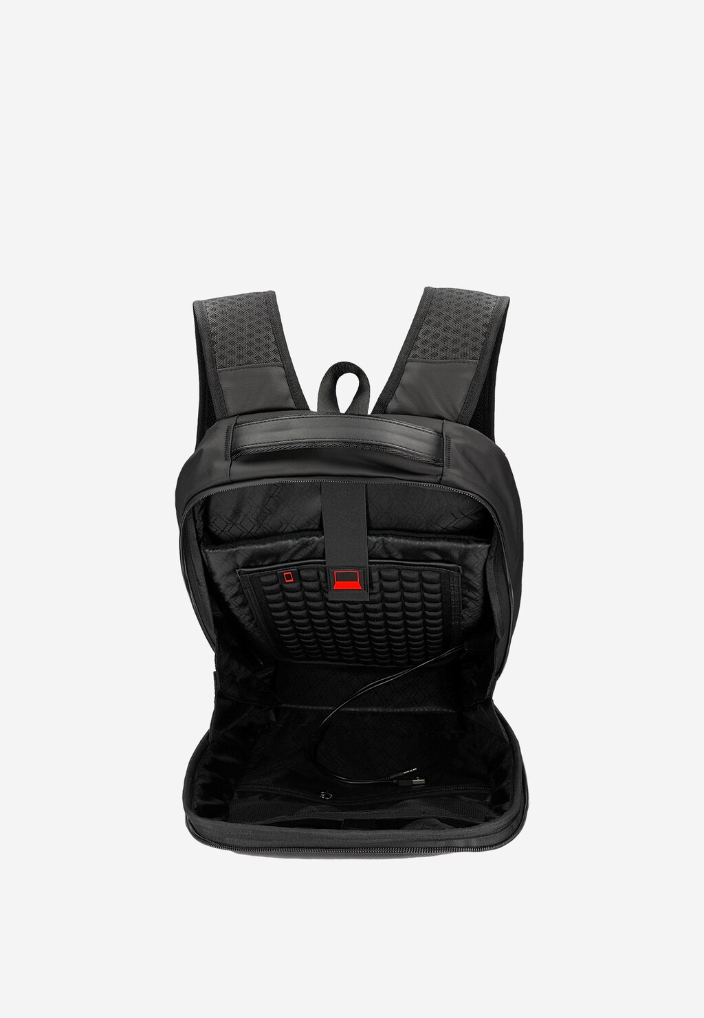 Pojemny czarny plecak z portem USB, wejściem na słuchawki, kieszenią na laptopa 15,6 cali 80214-11 Widok 5