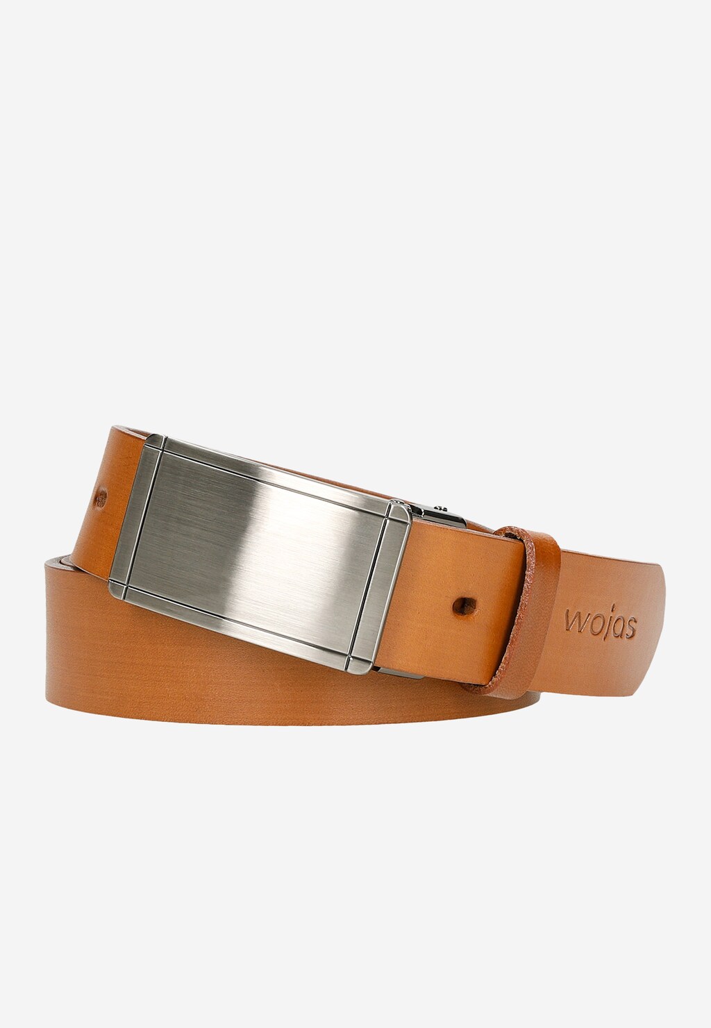 Jasnobrązowy pasek męski z pełną srebrną klamrą 93068-53 Widok 1