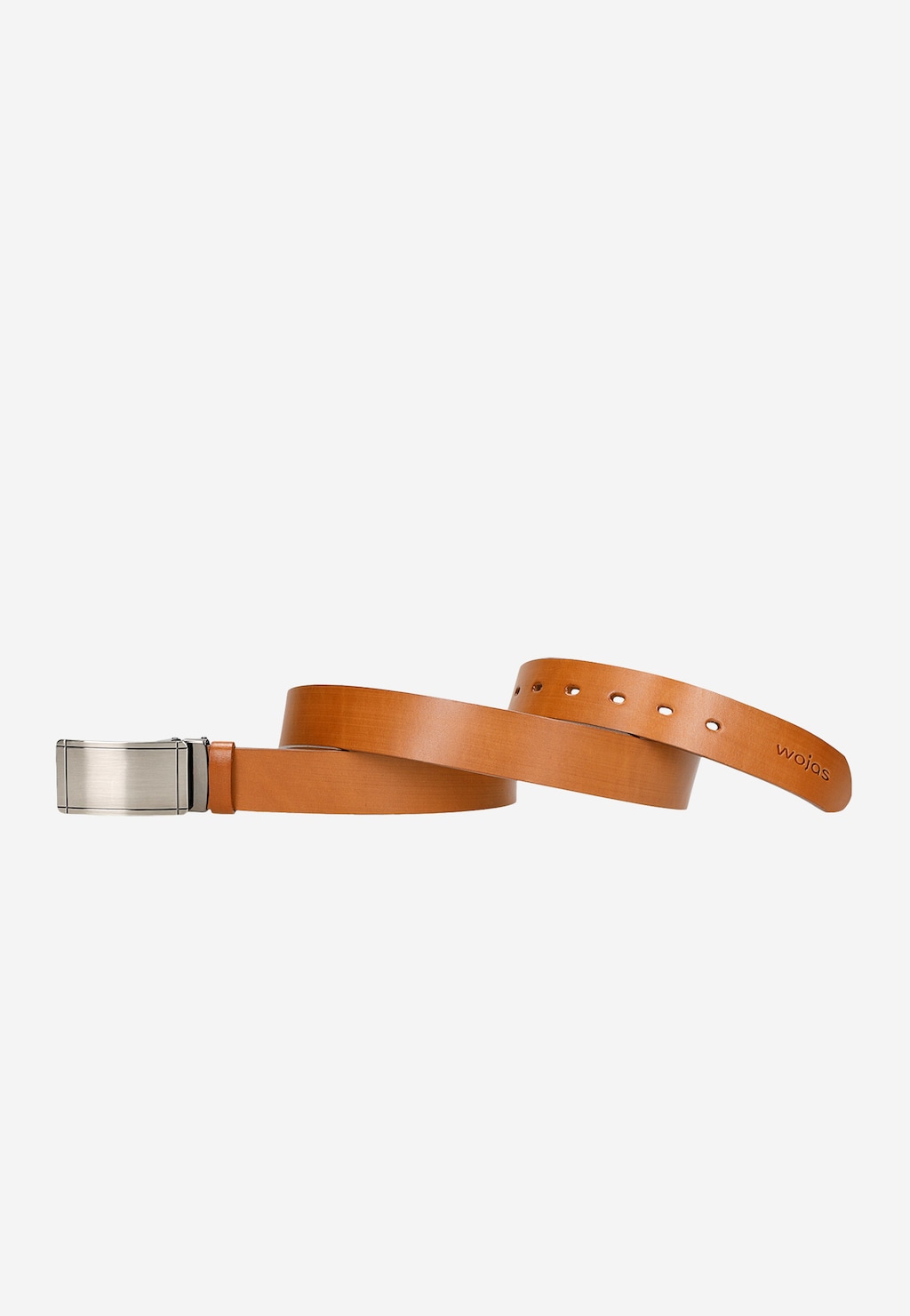 Jasnobrązowy pasek męski z pełną srebrną klamrą 93068-53 Widok 2
