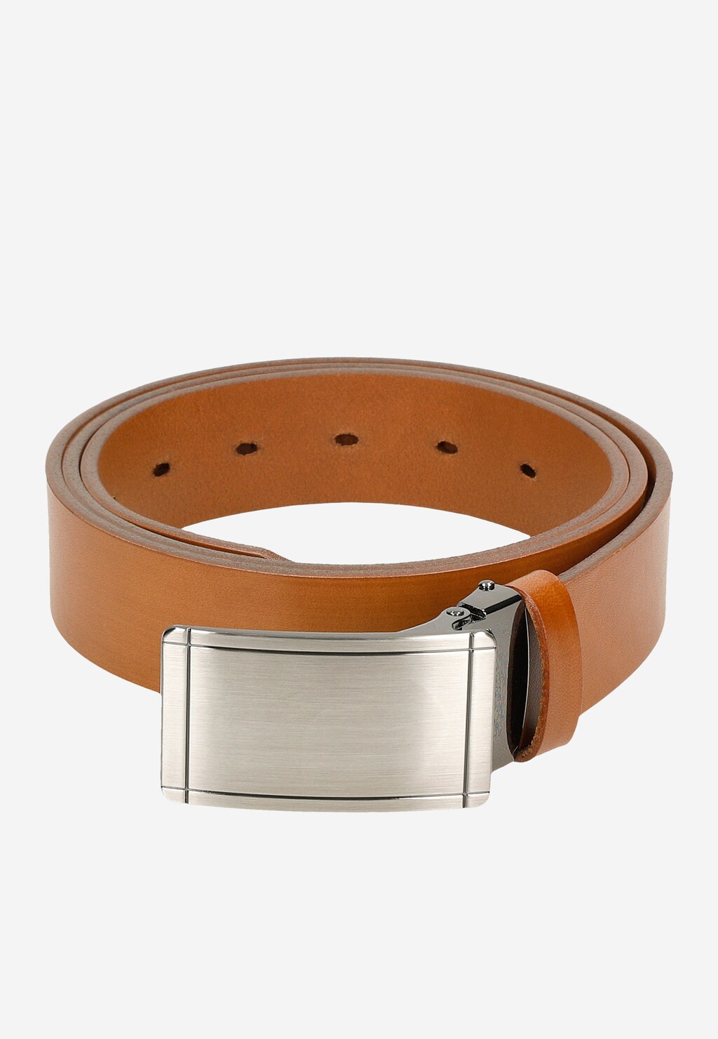 Jasnobrązowy pasek męski z pełną srebrną klamrą 93068-53 Widok 5