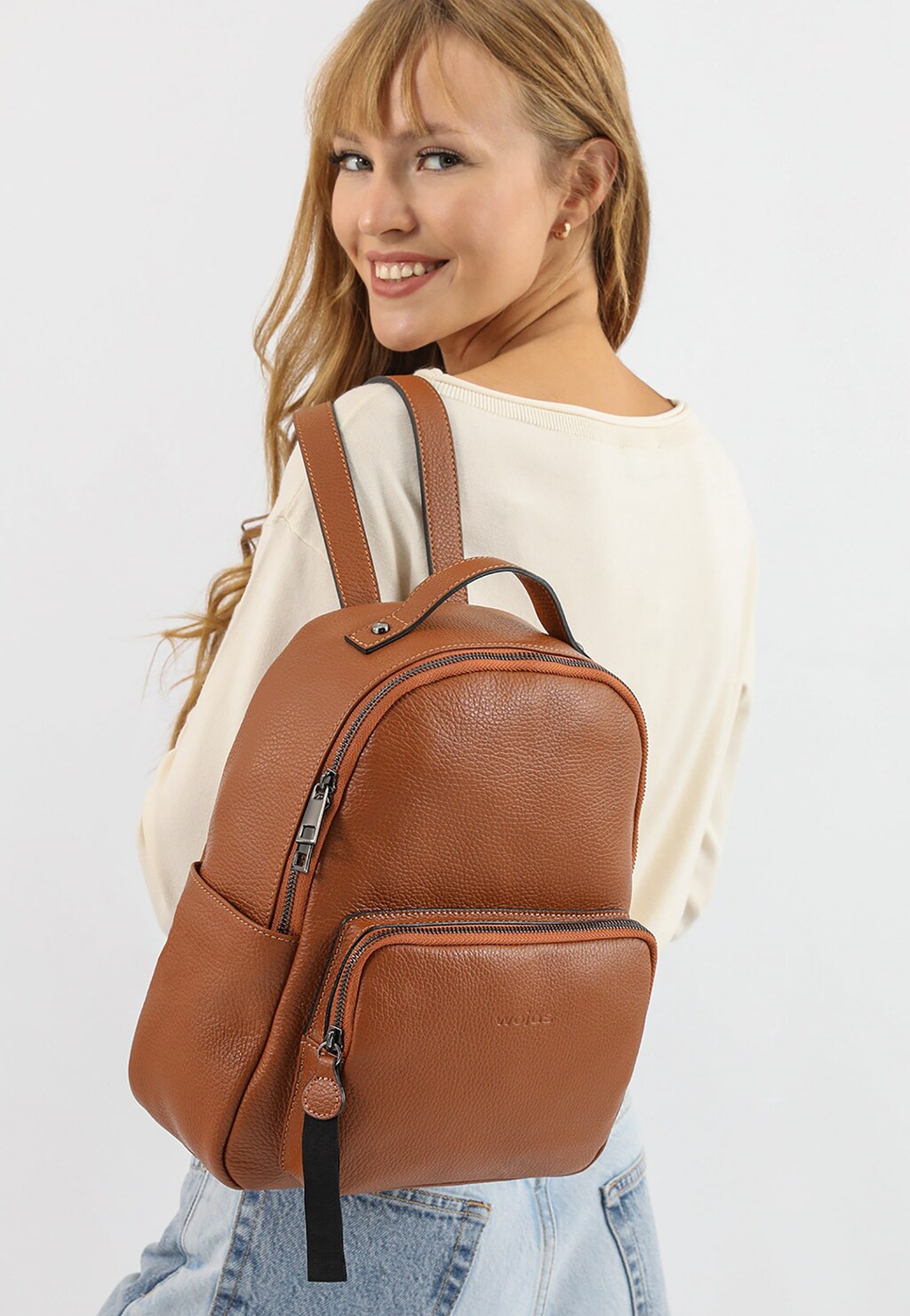 Jasnobrązowy plecak damski w miejskim stylu 80218-53 Widok 1