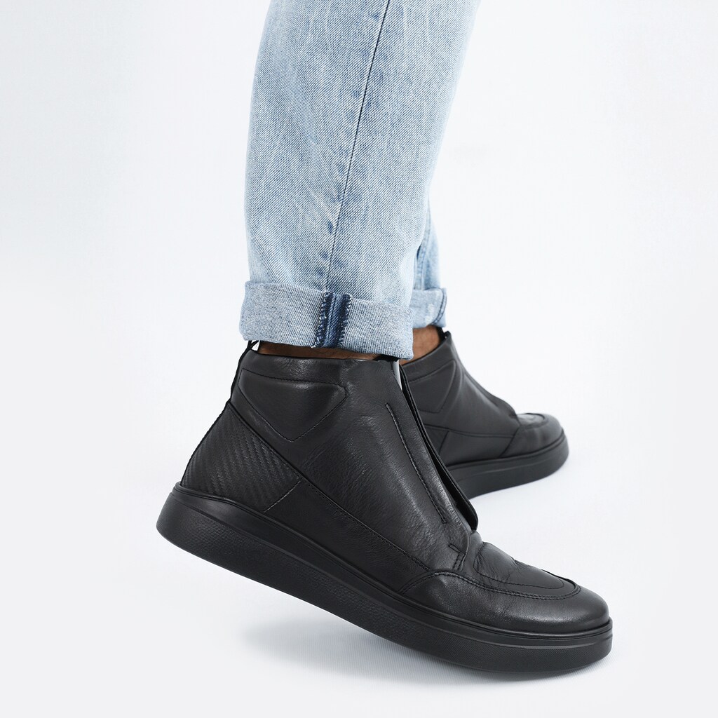 Czarne skórzane designerskie botki męskie  20008-71 Widok 7