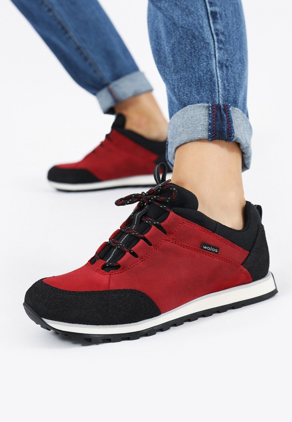 Czerwono-czarne trekkingowe półbuty damskie 46031-75 Widok 9