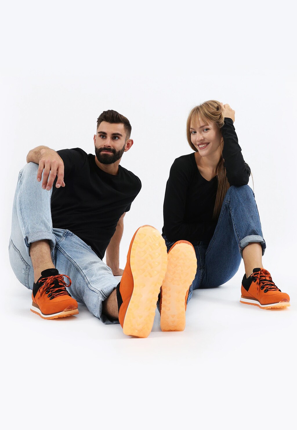 Pomarańczowo-czarne trekkingi męskie 10078-75 Widok 9