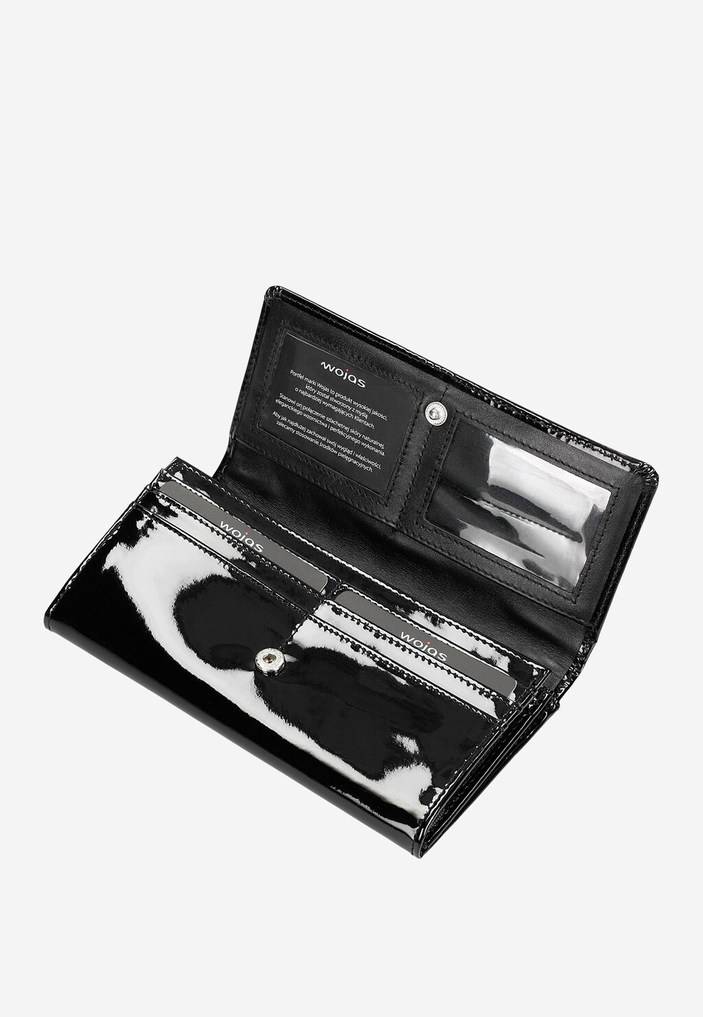 Czarny pikowany portfel damski ze skóry lakierowanej 91052-31 Widok 7