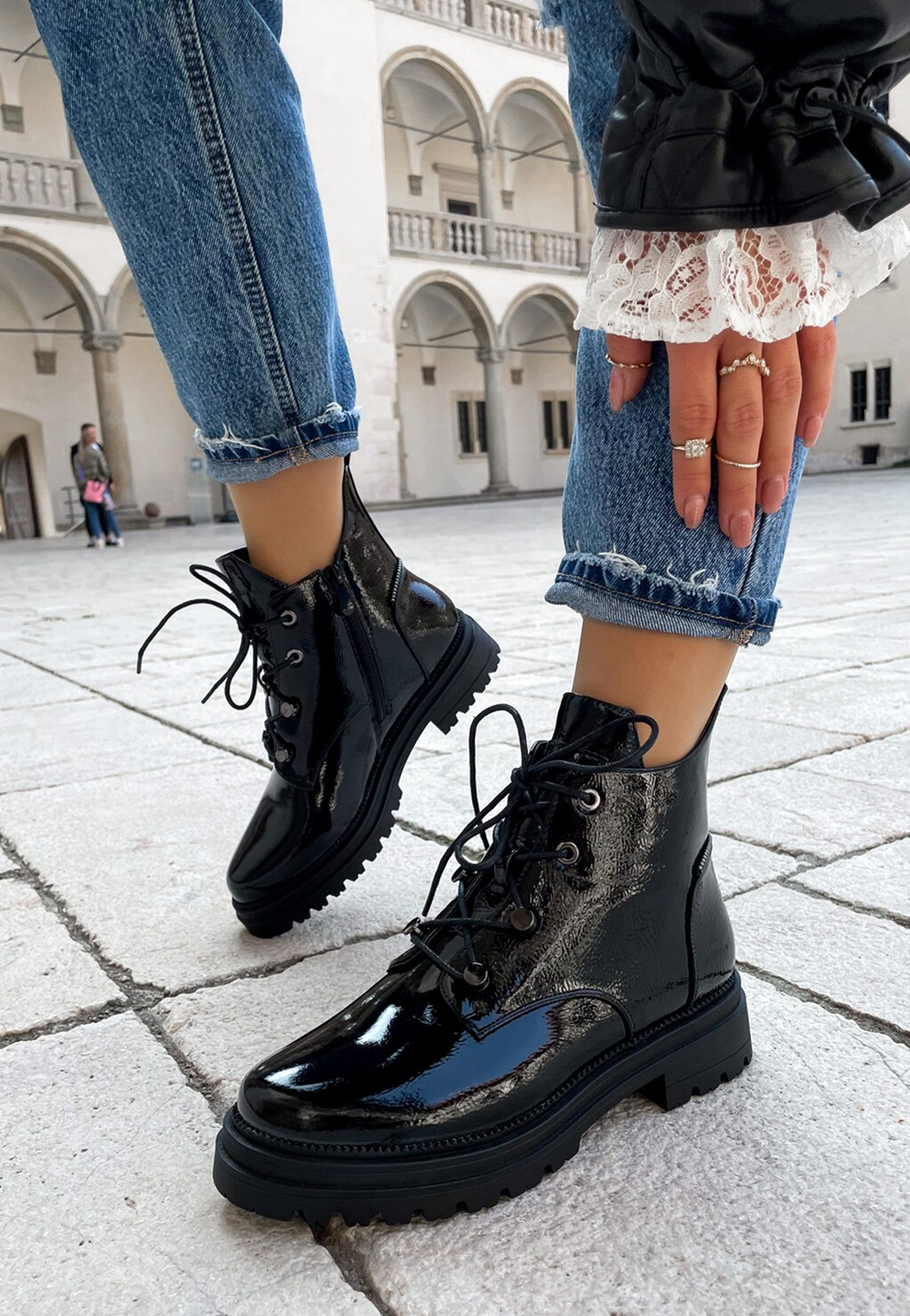 WJS czarne ocieplane trzewiki damskie WJS55019-31 Widok 1