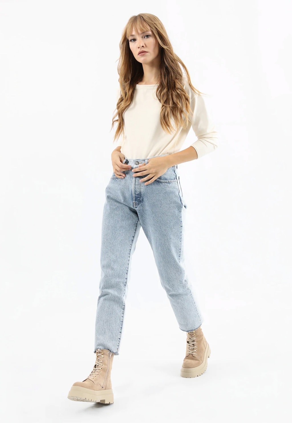 Béžové členkové čižmy na celoročné nosenie 64072-64 Widok 7