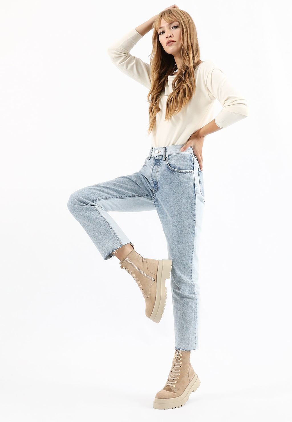 Béžové členkové čižmy na celoročné nosenie 64072-64 Widok 1