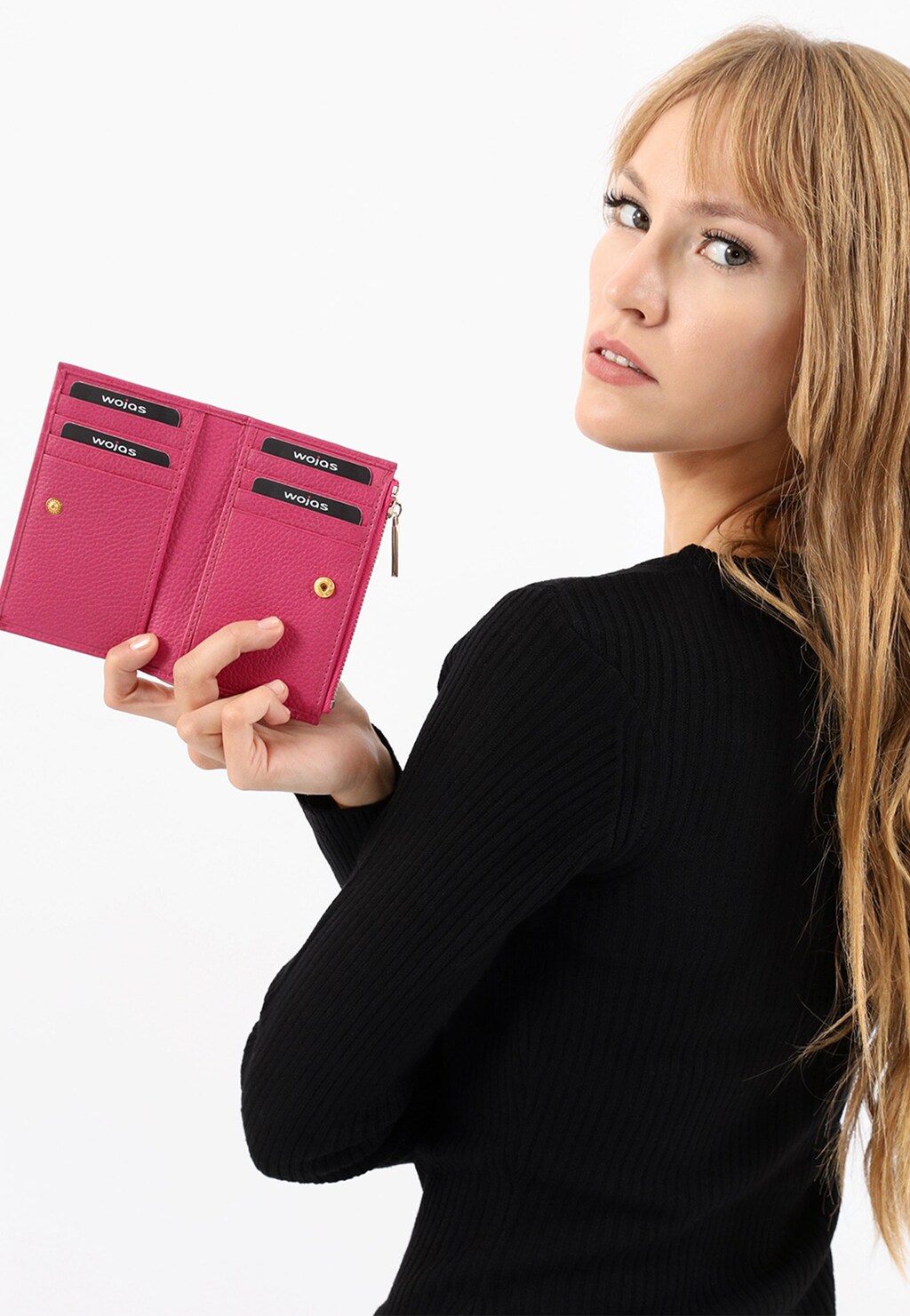 Różowy skórzany portfel damski  91022-54 Widok 8