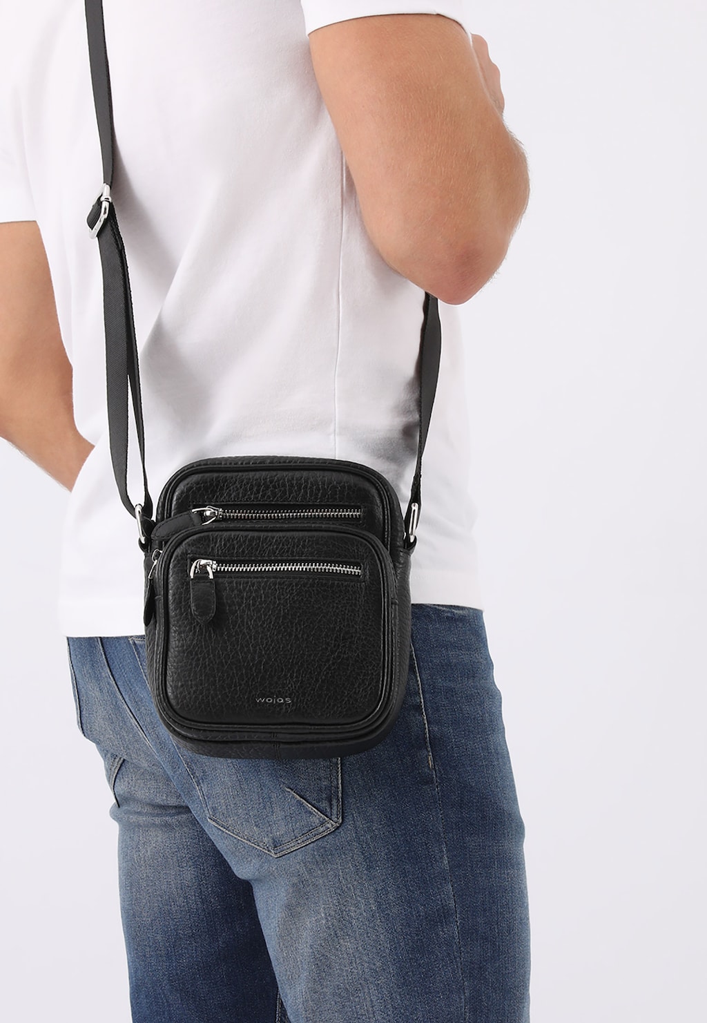 Czarna skórzana torba listonoszka męska ze skóry naturalnej 80148-51 Widok 1