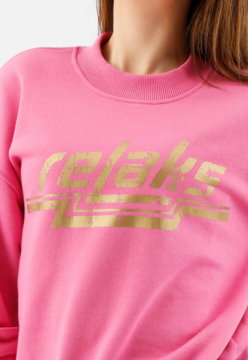 Różowa bluza damska RELAKS z marszczonymi rękawami 98025-85 Widok 4