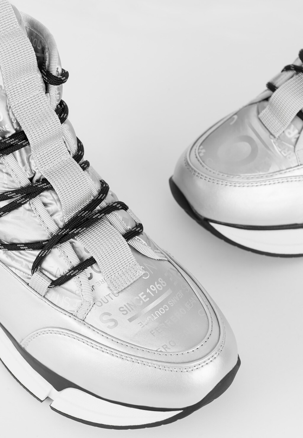 WJS srebrne Śniegowce damskie z wiązaniami WJS44011-79 Widok 3