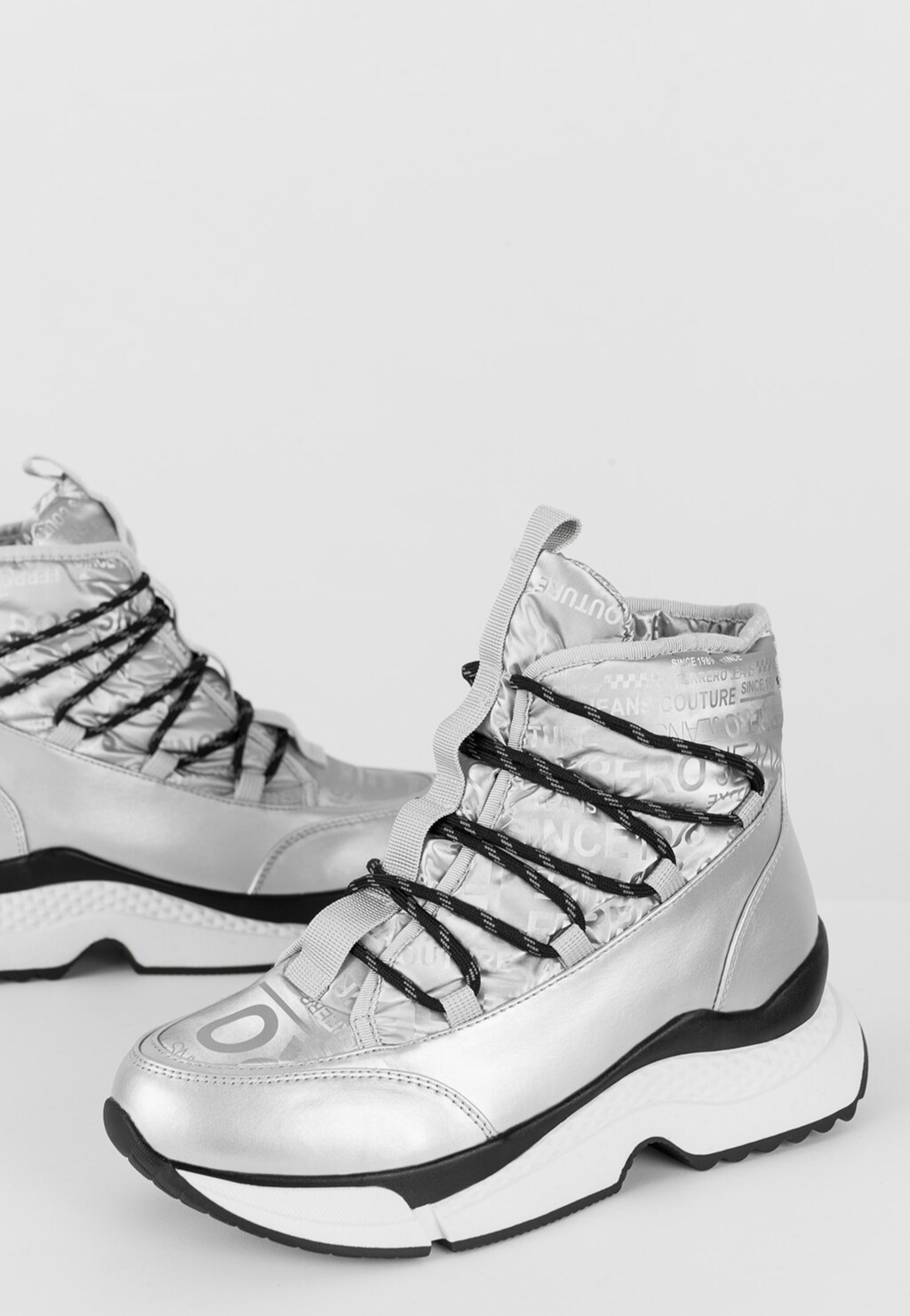 WJS srebrne Śniegowce damskie z wiązaniami WJS44011-79 Widok 4