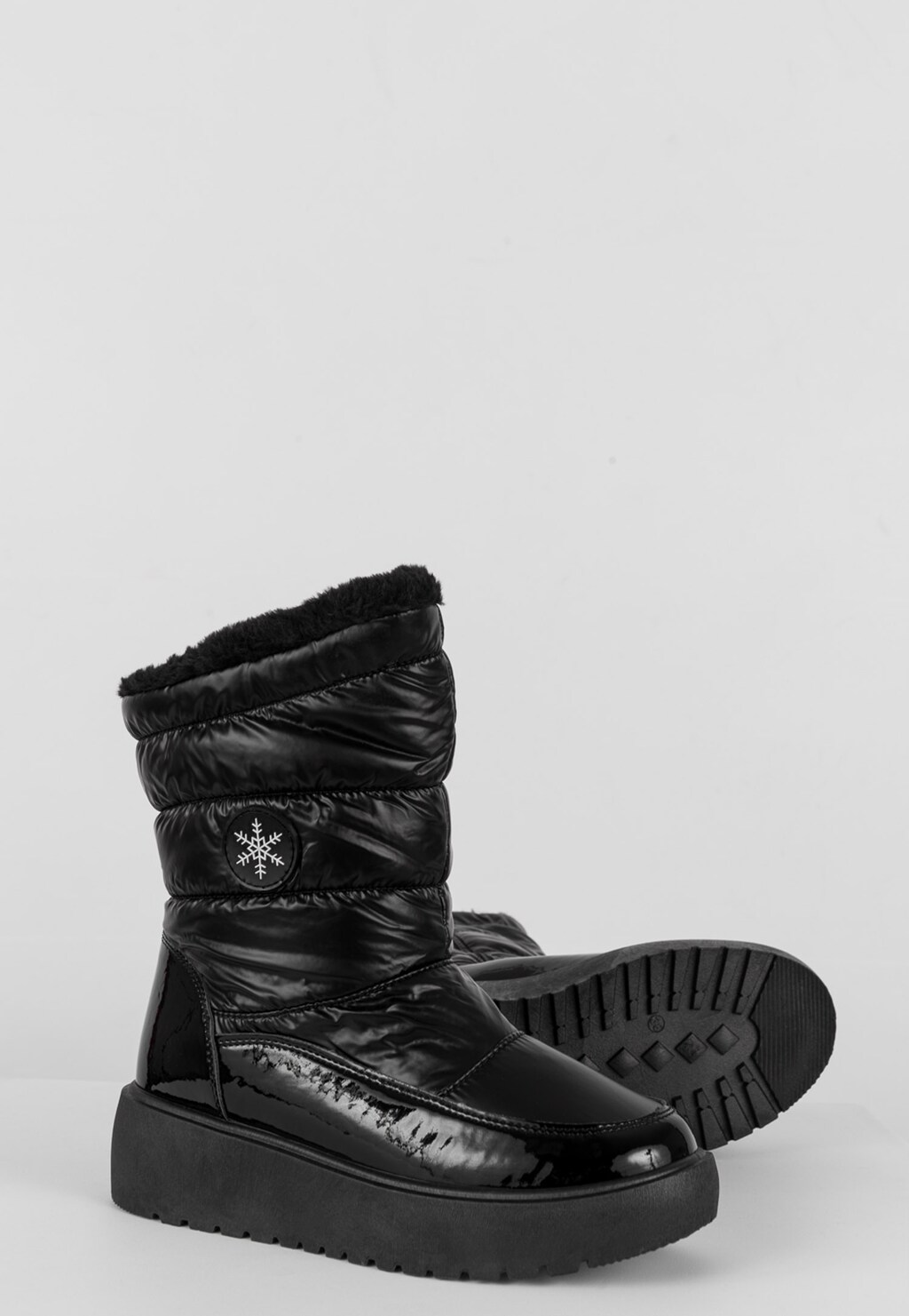 WJS czarne Śniegowce damskie ze śnieżynką WJS44002-71 Widok 3