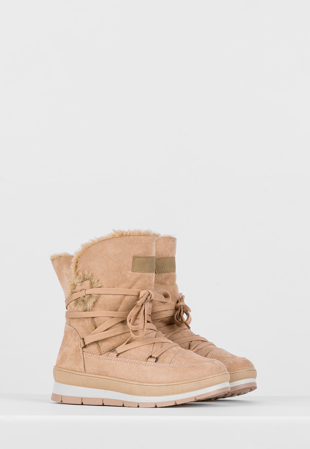WJS beżowe Śniegowce damskie z puchatym futerkiem WJS44003-64 Widok 2