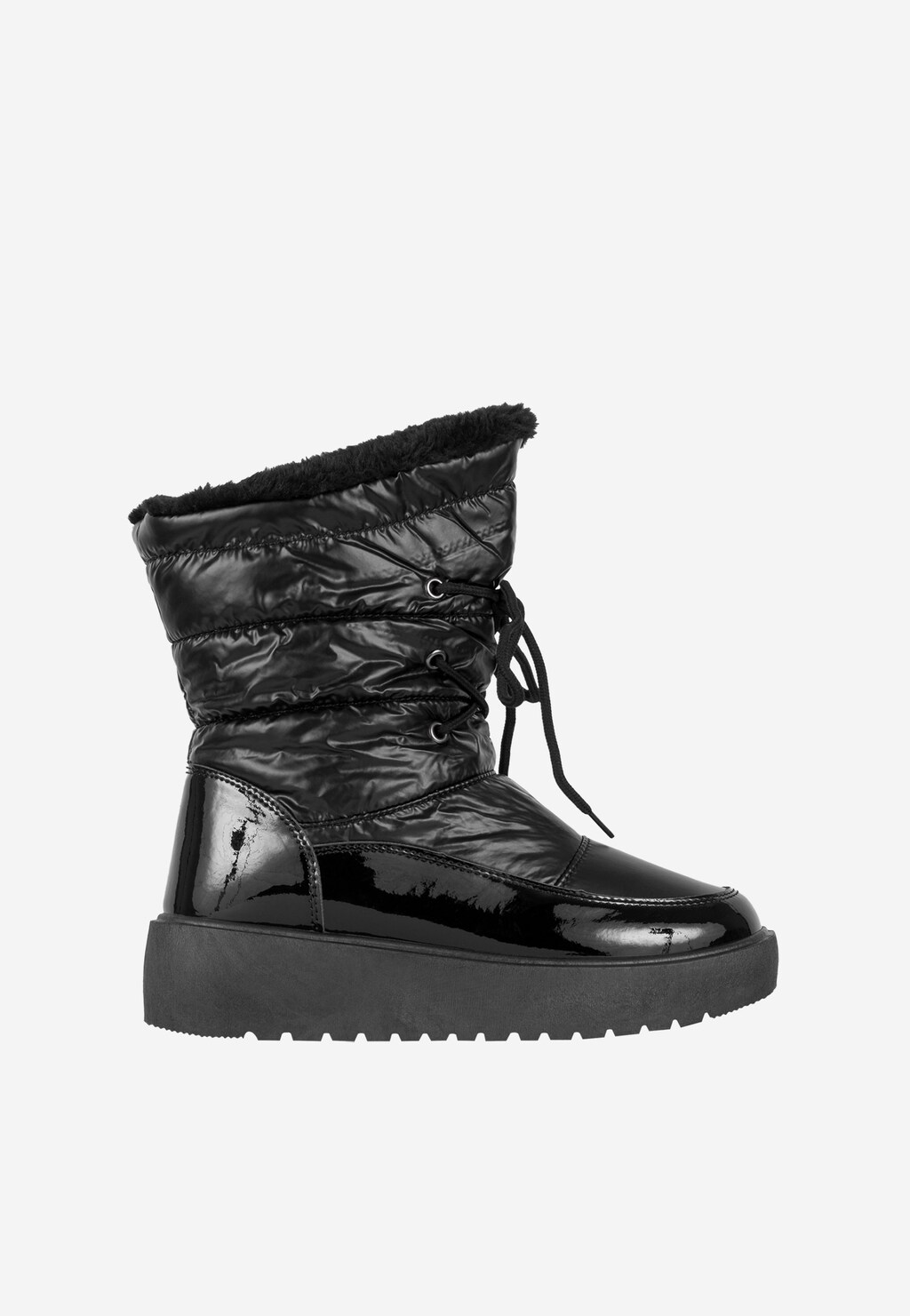 WJS czarne Śniegowce damskie z lakierowanymi elementami WJS44001-71 Widok 1