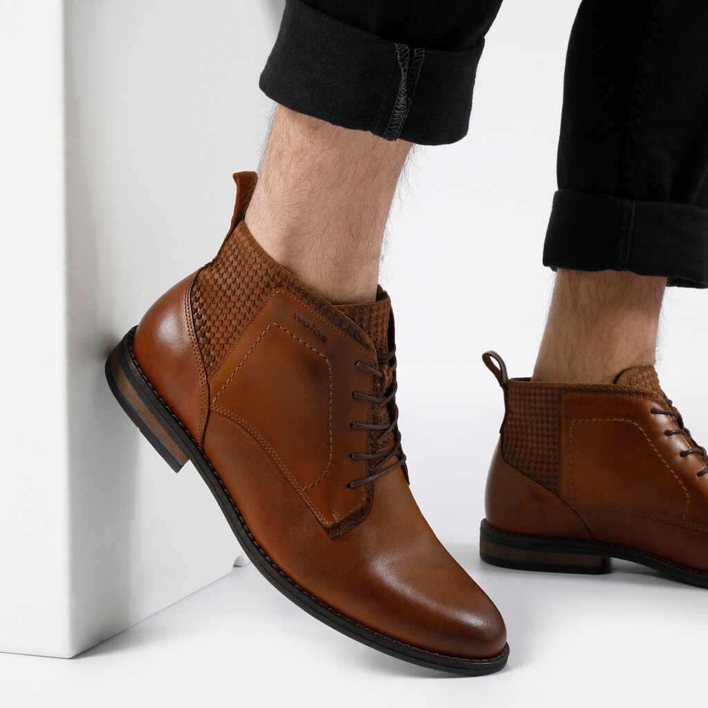 Jasnobrązowe trzewiki męskie 24020-73 Widok 7