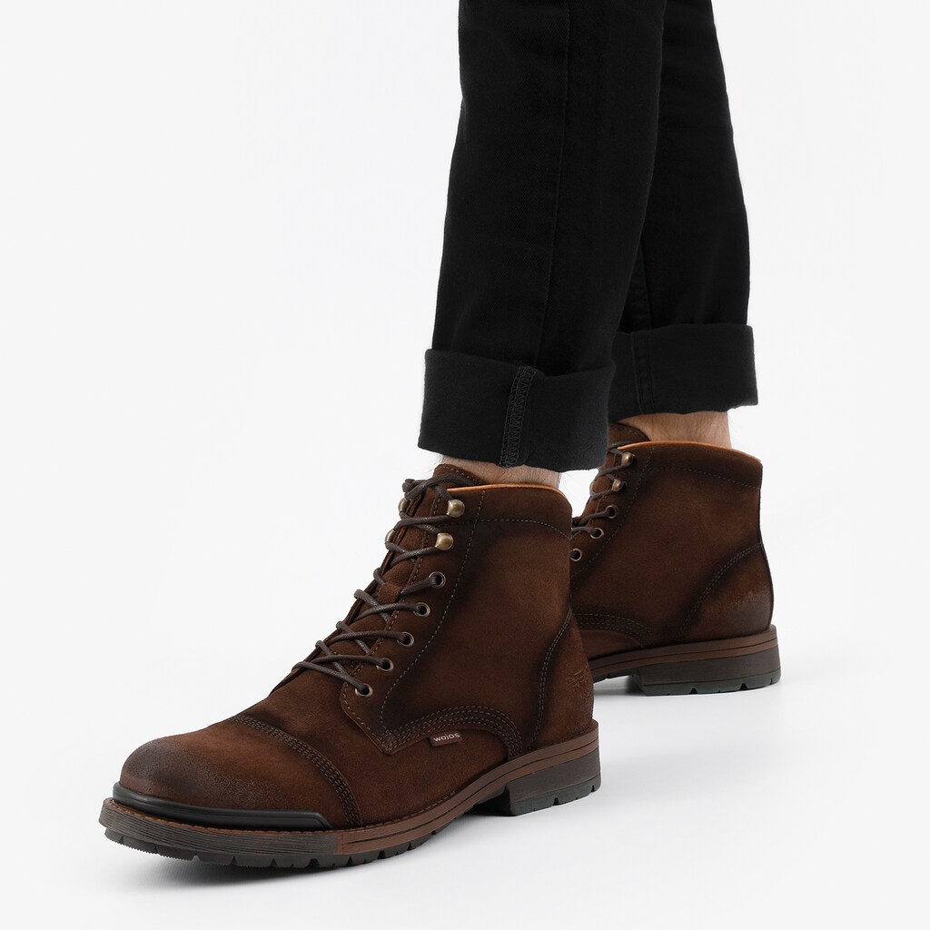 Brązowe bikery męskie z dwoiny welurowej 24032-62 Widok 7