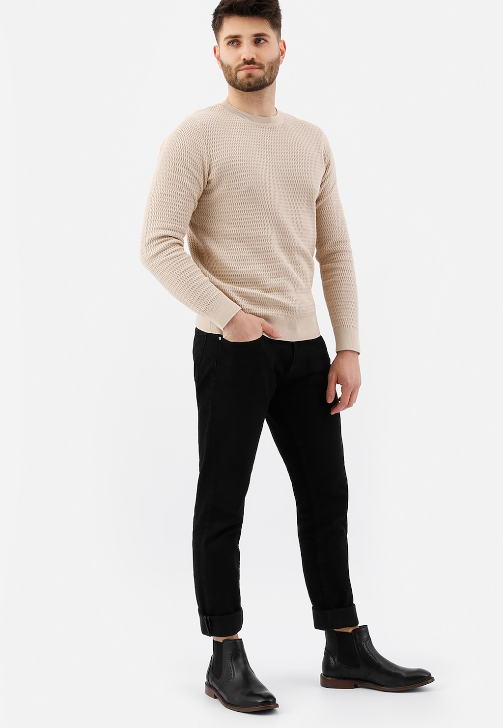 Czarne eleganckie sztyblety męskie ze zdobieniem 20010-51 Widok 1