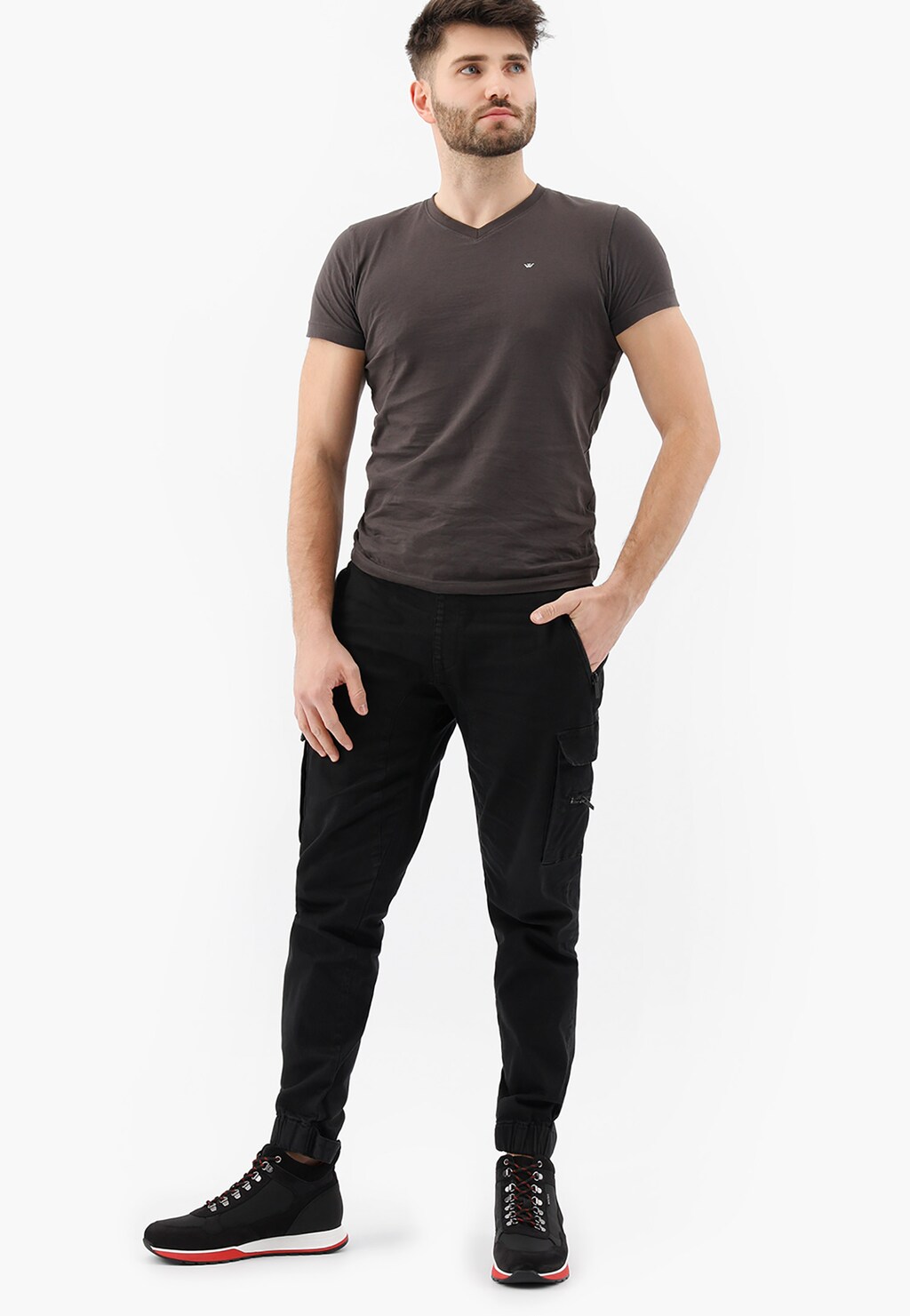 Černé šněrovací pánské kotníkové boty z nubuku 24043-81 Widok 1