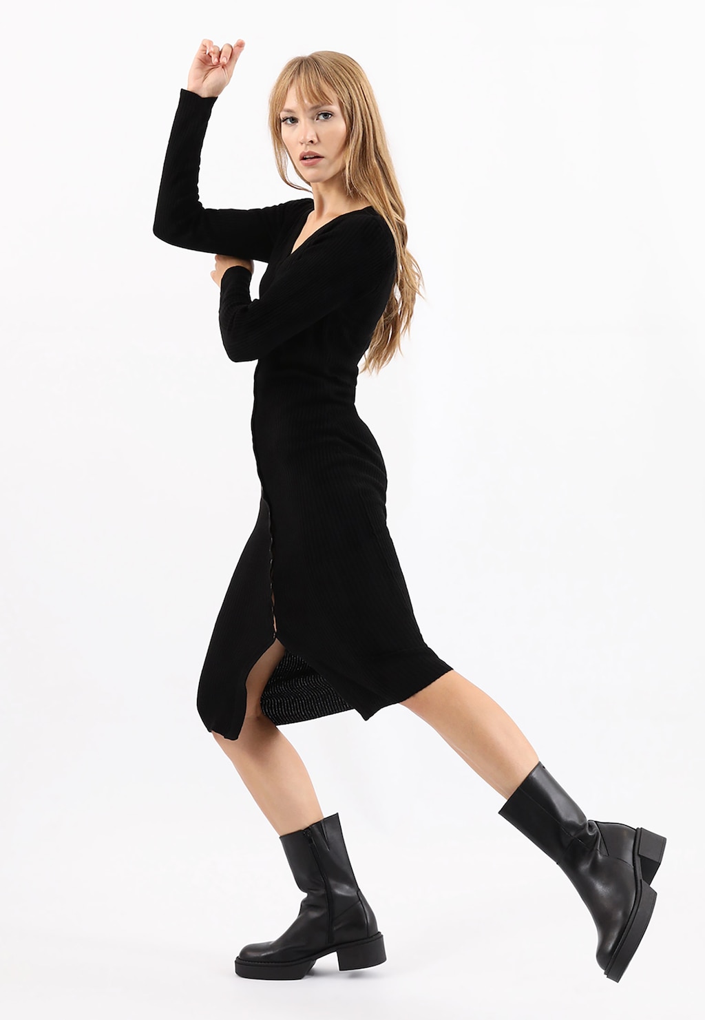 Czarne bikery damskie w modowym wydaniu 55105-51 Widok 1