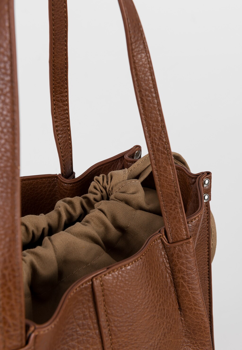 WJS brązowa torebka damska z materiałowym workiem w środku WJS76080-53 Widok 3