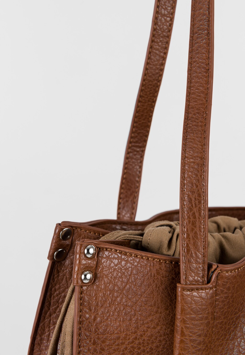 WJS brązowa torebka damska z materiałowym workiem w środku WJS76080-53 Widok 4