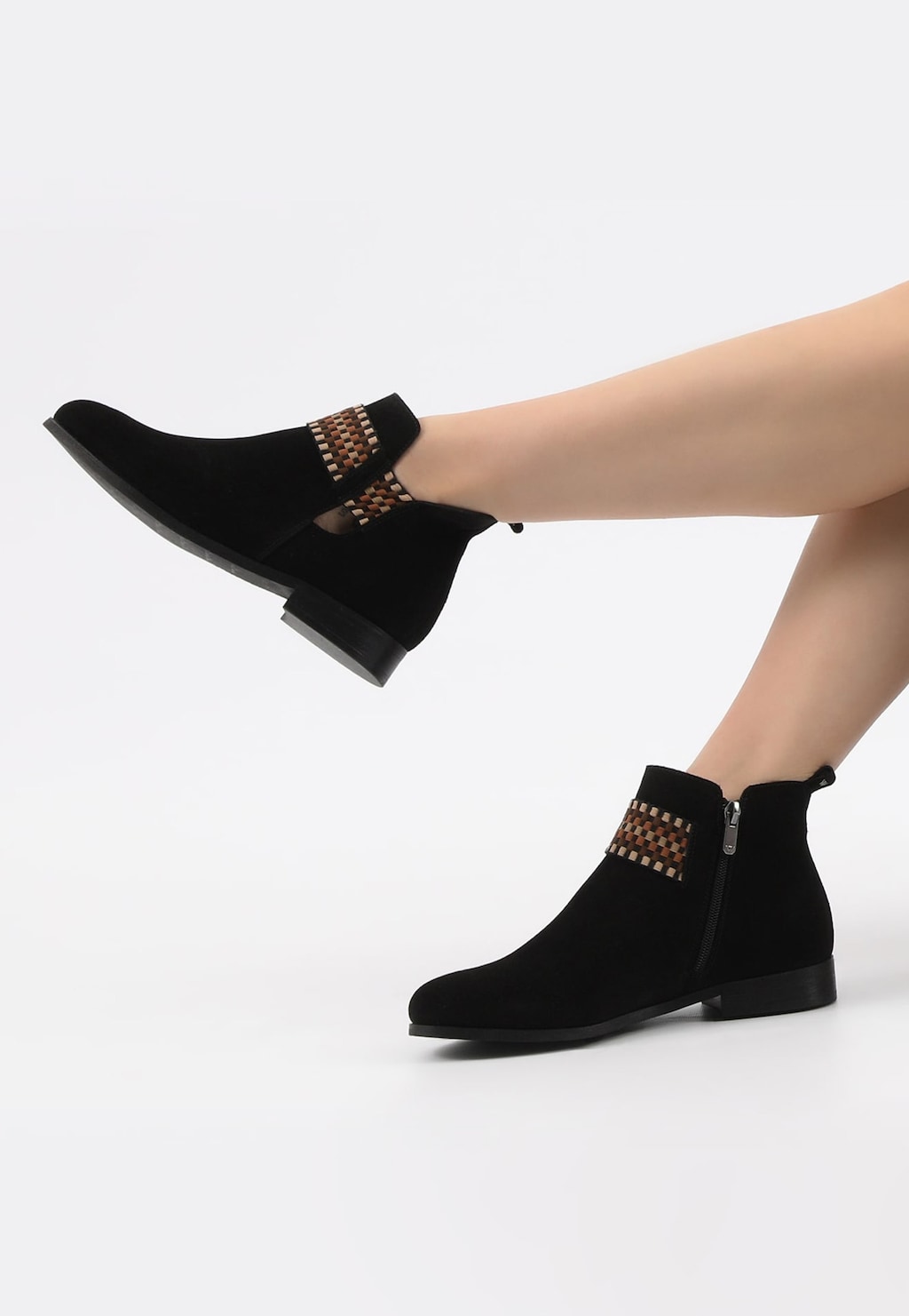 Čierne kožené dámske členkové čižmy na každý deň 55097-61 Widok 8