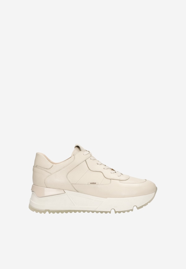 Skórzane sneakersy damskie w kolorze beżowym