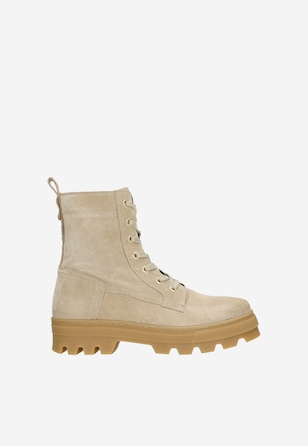 Béžové dámské kotníkové boty z velurové kůže