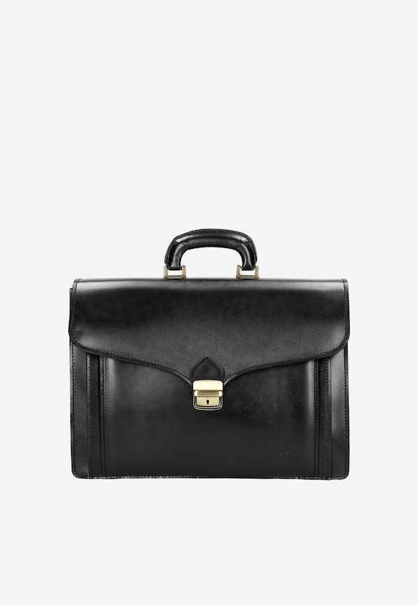 Classic Men's black briefcase made of full-grain leather