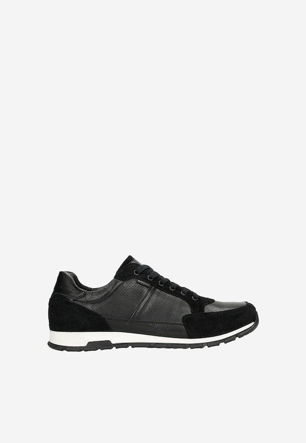 Sneakers negri  din piele combinată bărbați