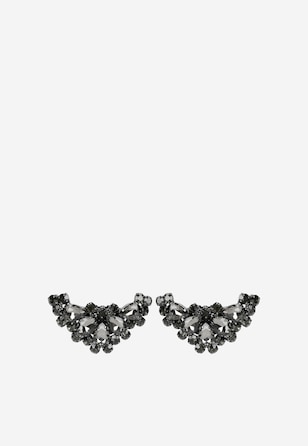 Czarne eleganckie ozdoby do obuwia z kryształkami