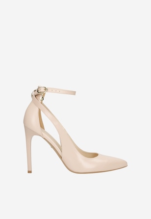 Eleganckie beżowe czółenka damskie na szpilce