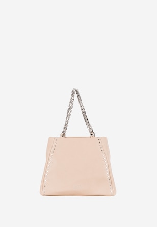 WJS beżowa torebka damska z rączkami w formie łańcuszków
