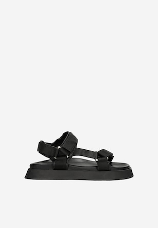 Ležérní černé dámské sandály z kvalitní kůže