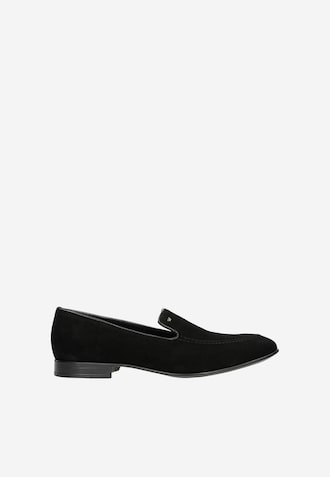 Czarne loafersy męskie z weluru